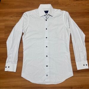 David Donahue Men's White Patterned Shirt